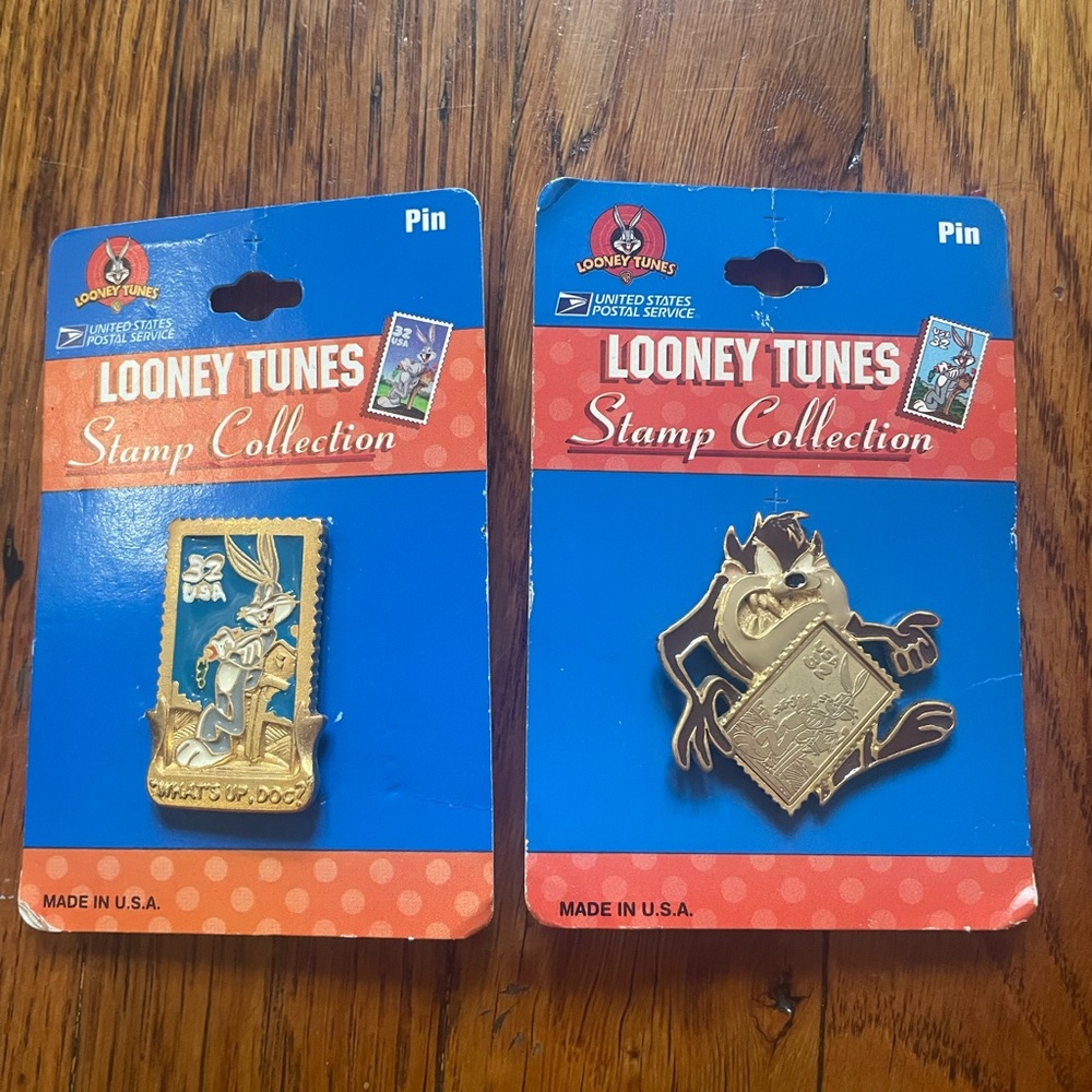 Warner Bros. Looney Tunes Stamp Collection Pins - Gold and Blue